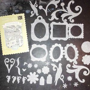 K&C Chip Box Glitter Chipboard Alphabet and Glitter Shapes Die Cuts